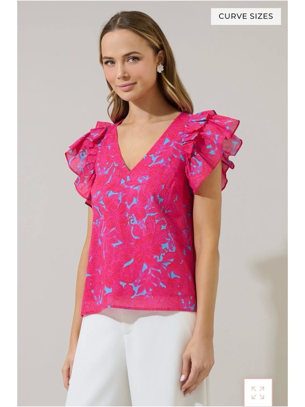 Delina Floral Tiffy Ruffle Top  Size XS NWOT